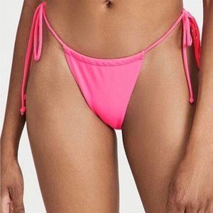 Good American Tiny Ties String Bikini Bottom Hot Pink 5 US 2XL